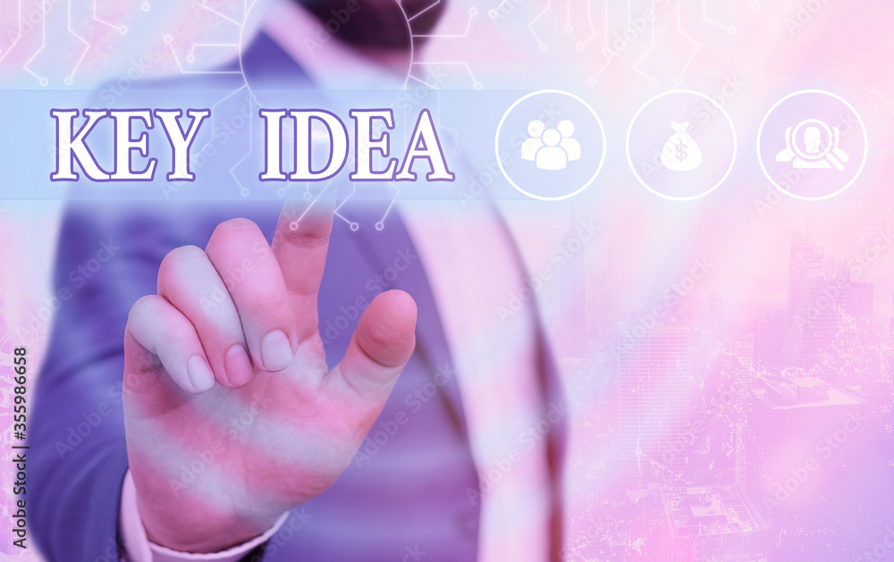 Poster conceptual hand writing showing key idea. concept meaning the central thought which is the most impo