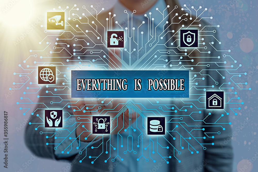 Aufkleber handwriting text writing everything is possible. conceptual photo being optimistic that all of your 