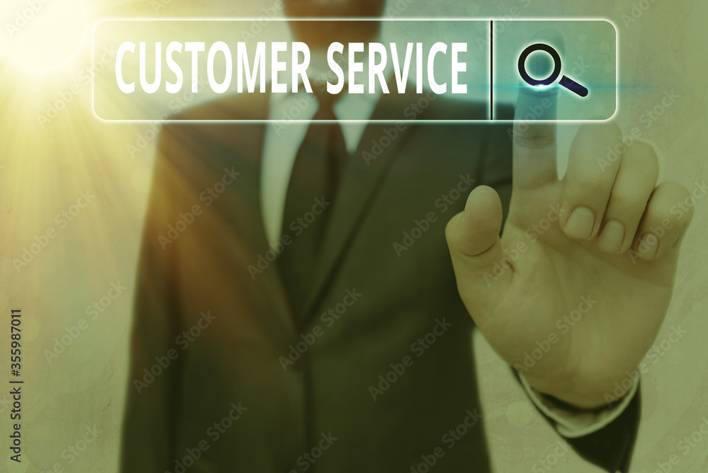 Poster writing note showing customer service. business concept for direct interaction with the consumers of