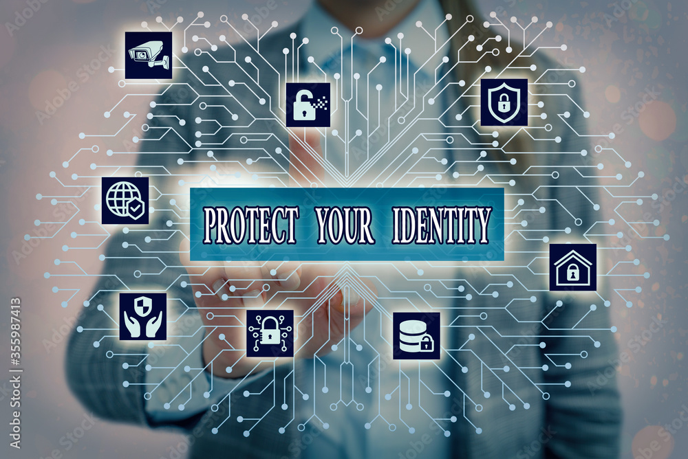 Poster handwriting text writing protect your identity. conceptual photo secure from data breach and informa