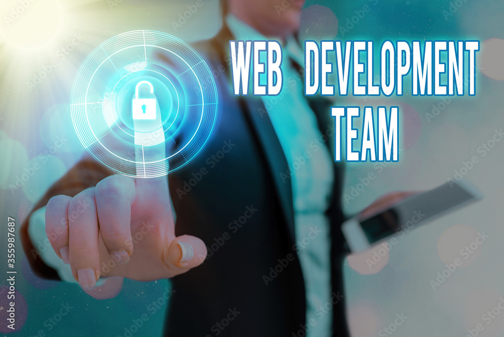 Poster conceptual hand writing showing web development team. concept meaning in control of all the processe