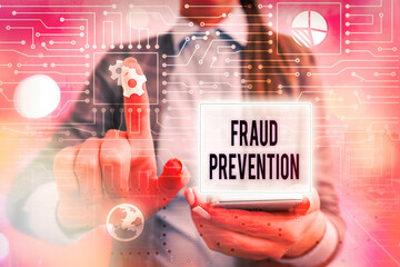 Handwriting text writing Fraud Prevention. Conceptual photo to secure the enterprise and its processes against hoax