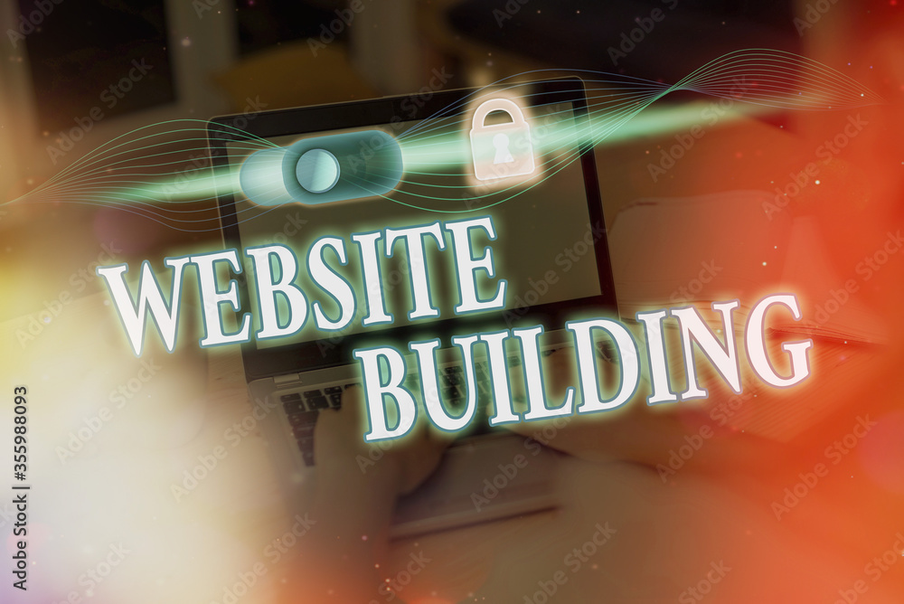 Poster writing note showing website building. business concept for site is constructed according to the cli