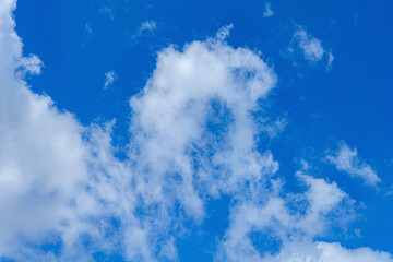 beautiful blue sky with white clouds in the morning horizontal composition