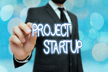 Word writing text Project Startup. Business photo showcasing the initial opportunity of a young...