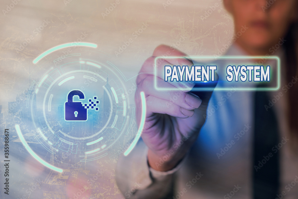 Aufkleber conceptual hand writing showing payment system. concept meaning different transaction method allowin
