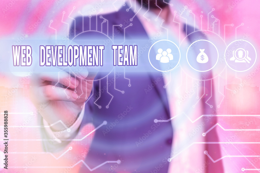 Poster text sign showing web development team. business photo showcasing in control of all the processes th