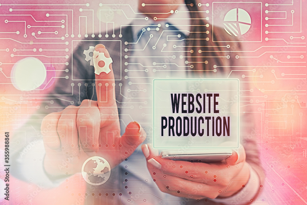 Poster handwriting text writing website production. conceptual photo creating sites with layout content and