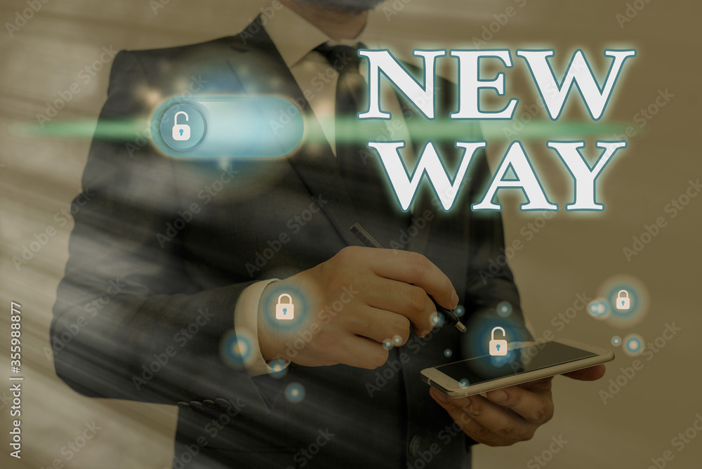 Aufkleber text sign showing new way. business photo text charting a different path and life as an independent 