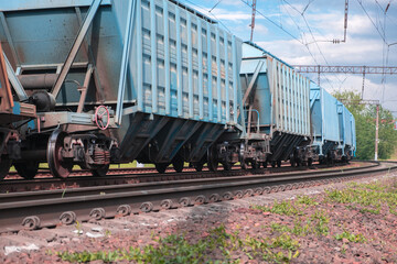 Fototapeta na wymiar Railroad scene with cargo train