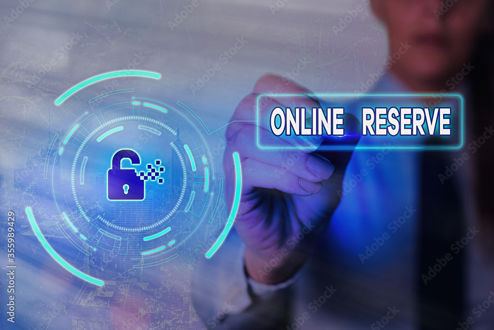Poster conceptual hand writing showing online reserve. concept meaning enables the customers to book by che
