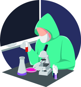 scientist in laboratory with test tubes