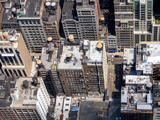 Manhattan midtown buildings and streets viewed from above