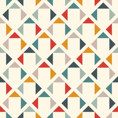 Geometric seamless pattern. Minimalist style print. Diamond grid motif ornament. Simple geo mini triangle background