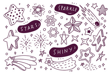 Set of Hand Drawn Star Doodles