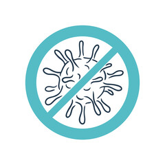 crossed out drawn bacteria virus - stop Bacterial epidemy sign - quarantine antibacterial and vaccination sign - 