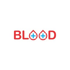 BLOOD letter with plus logo design vector