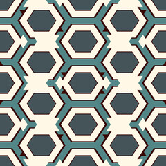 Contemporary honeycomb geometric pattern. Repeated hexagon ornament. Modern mosaic tiles. Seamless surface print