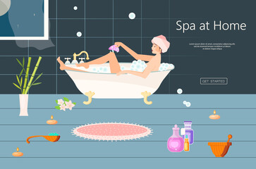 Young beautiful woman in bath