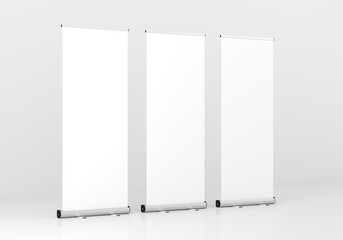 Roll Up Banner Stand Mockup. 3D rendering.