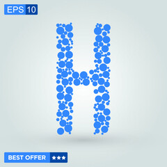 Letter H logo. Alphabet logotype design.Dots Vector Illustration.