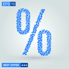 Percent sign bubble design icon. Alphabet logotype  design.Dots Vector Illustration.