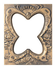 Gold vintage frame isolated on white background