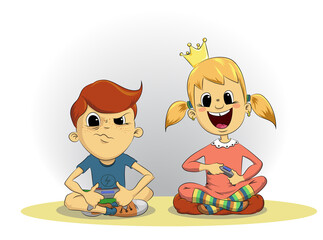 Boy and girl are playing.