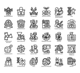 Set of bioengineering thin line and pixel perfect icons for any web and app project.