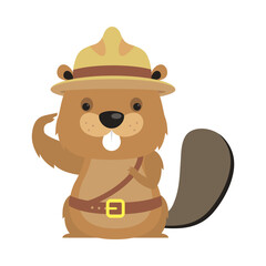 Cute beaver cartoon with hat vector design