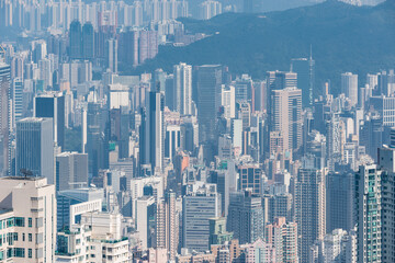 Obraz premium View of the city district at day time. Hong Kong.