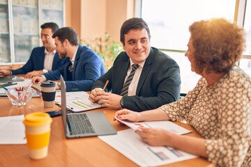 Business lawyers workers meeting at law firm office. Professional executive partners working on finance strategry at the workplace