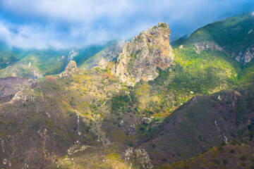 Beautiful view of Anaga Mountains from Risco Magoje viewpoint - Santa Cruz de Tenerife, Canary...