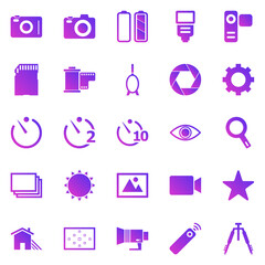 Camera gradient icons on white background