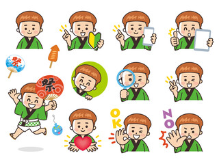 法被を着た男の子　夏祭り　祭　よさこい踊り　イベント　バリエーション