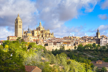 Fototapeta na wymiar Beautiful view of Segovia Cathedral - Segovia, Spain