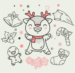 CHRISTMAS DEER ISOLATED