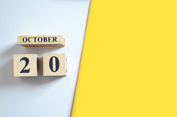 October 20, Empty white - Yellow background.