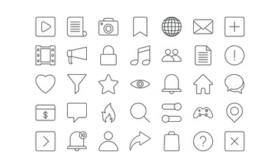 Web icons set thin line editable stroke isolated on white background. Vector