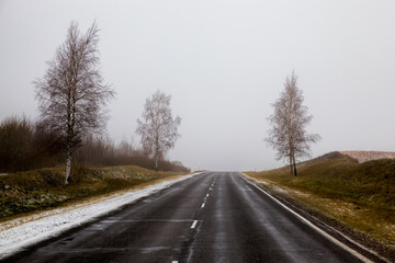 winter paved road