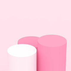 3d pink rose cylinder podium minimal studio background. Abstract 3d geometric shape object illustration render. Display for cosmetic perfume fashion product.