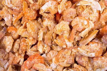 Small dried shrimp for cooking at market