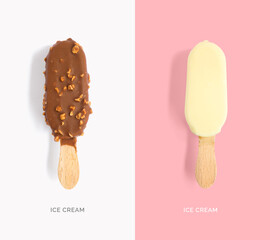 Creative layout made of ice cream. Flat lay. Food concept.