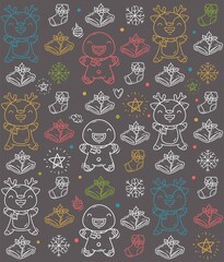 Naklejka premium CHRISTMAS DOODLE SEAMLESS PATTERN