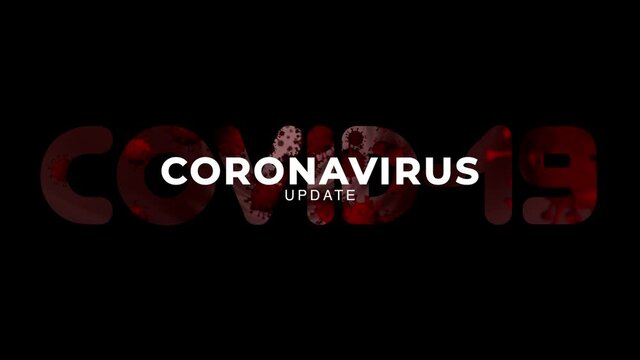 Coronavirus Update 3D Illustration sign background. Alerting of update or breaking news information regarding the coronavirus Covid-19 pandemic TV video title opening.