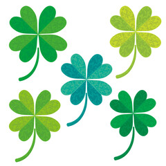 幾何学で描かれた四つ葉のクローバーで構成された可愛い背景イラスト 幸運希望誠実愛情 白背景 Wall Mural Globeds