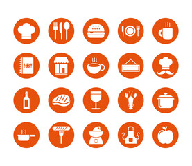 coffee and restaurant set icons