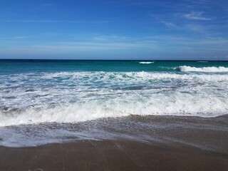 Fototapeta na wymiar ocean water with waves at beach or coast