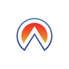 Mountain and sun modern logo