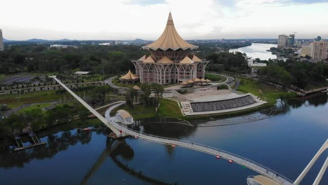 scenic aerial view of Dewan Undangan Negeri Sarawak